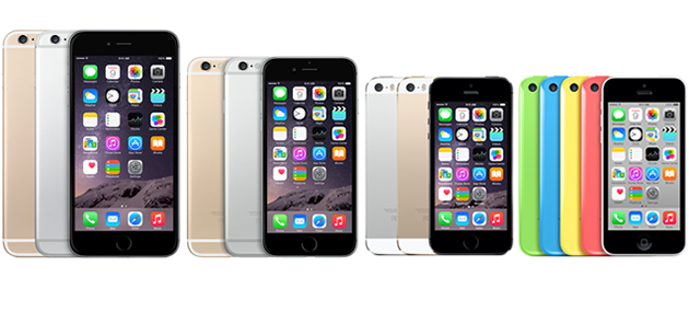 iPhone 6、6 Plus、5s、5c比较