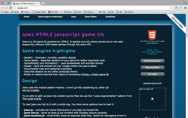 best HTML5 and javascript game engine libraries jawjs